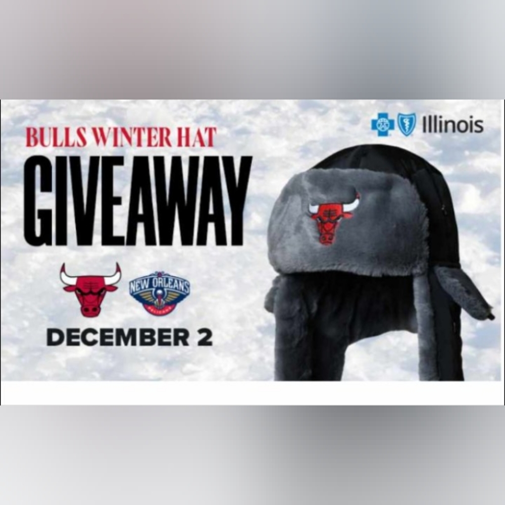 Brand new in package Chicago Bulls winter pilot hat: giveaway from 12/2/23
